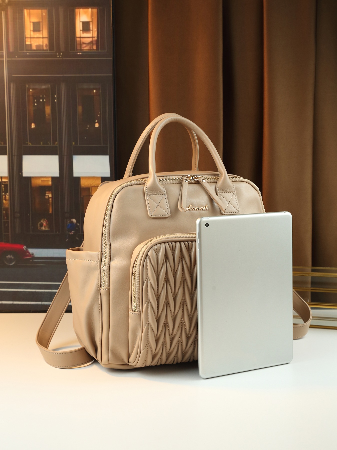 Retro-Rucksack im einfarbigen, gewebten Design – vielseitige, lässige Reise- und Wickeltasche für Damen_voghion.com