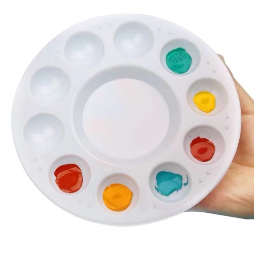 Plastic palette 10-hole round palette gouache paint palette white thickened watercolor acrylic palette