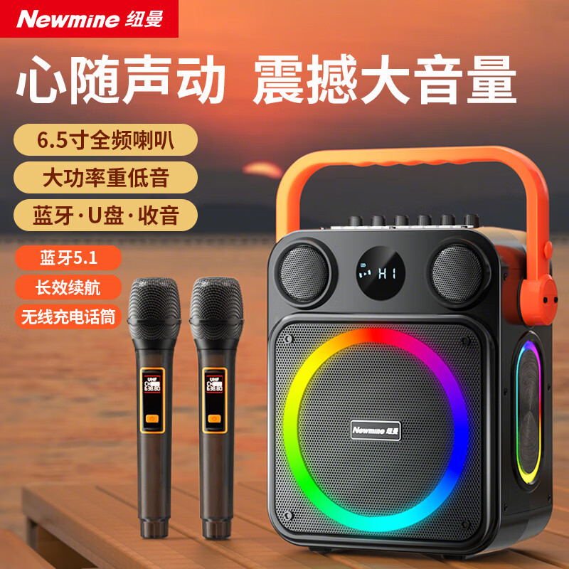 Newman K516 Bluetooth Speaker Home Karaoke Hifi High Quality Wireless Portable Satchel Speaker with Microphone