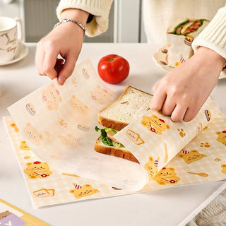 三明治包装纸食级用的可微波汉堡防油饭团三文治黄油盒小熊