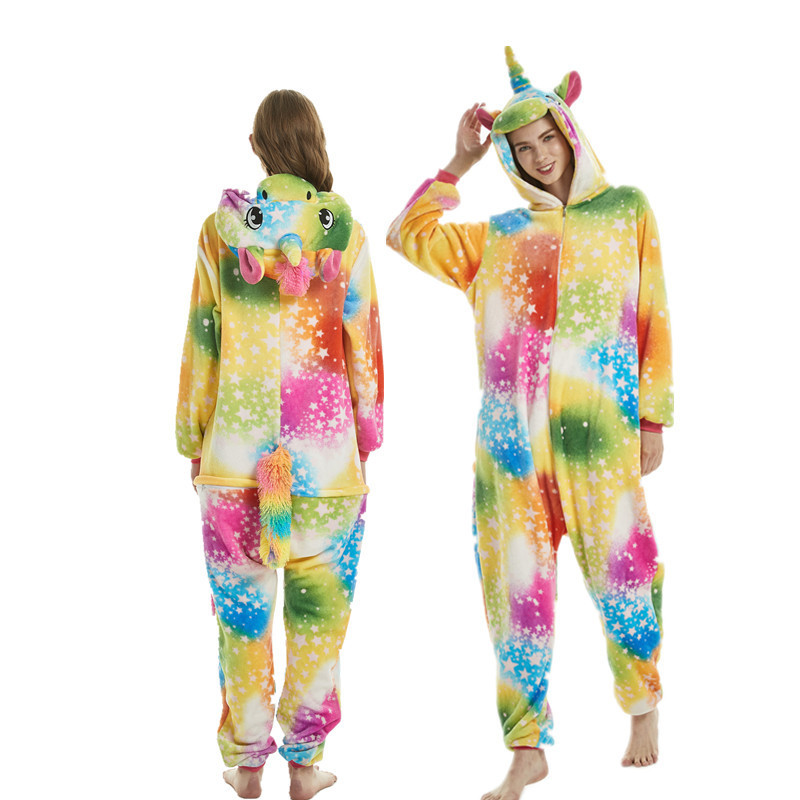 冬のフランネル大人の動物漫画ワンピースパジャマ小さな蜂かわいいカップルスタイル厚みのあるホーム服トイレ|undefined
