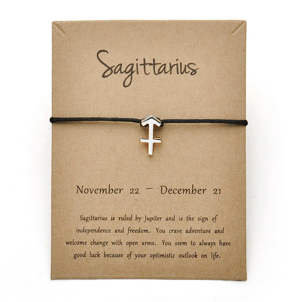 Sagittarius black silver bracelet