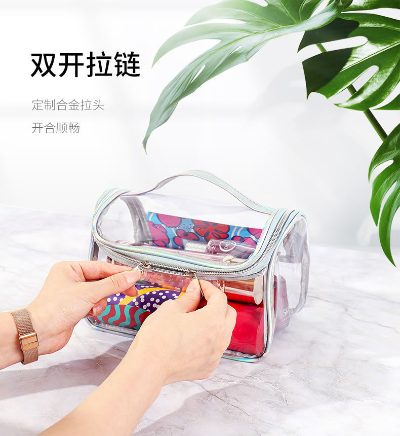 Bolso curvo transparente bolsa de cosméticos ins style Super Hot Net Red de gran capacidad de viaje portátil lavado cosméticos bolso curvo transparente