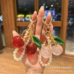 厂家直销樱桃包包挂件车厘子钥匙扣创意汽车装饰钥匙扣跨境批发女