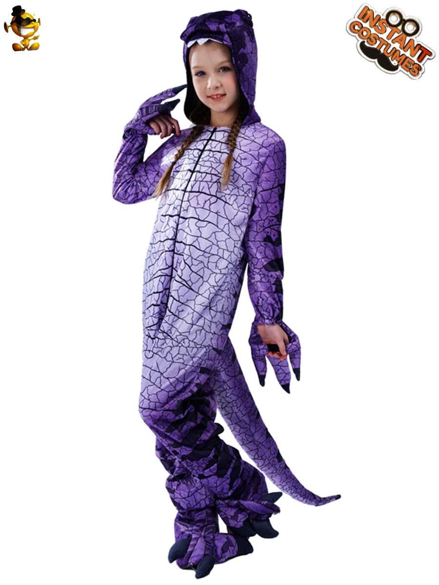 De Halloween de los niños púrpura Tyrannosaurus cos traje de la mascarada juego de rol Tyrannosaurus traje de la etapa