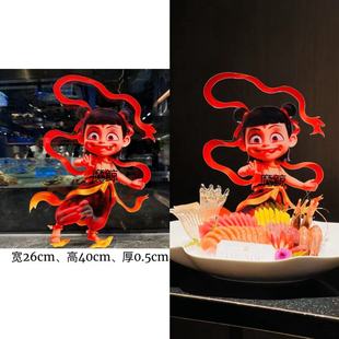 ✞ New Sashimi Display Board Decorative Acrylic Sign Seafood Cocoa Leaf Dried Flower Sashimi Ornament Plate