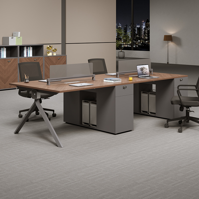 Staff Office Desk and Chair Set, Simple and Modern, Four-Person Workstation with Socket, Six-Person Computer Office Desk Staff Office Desk and Chair Set, Simple and Modern, Four-Person Workstation with Socket, Six-Person Computer Office Desk