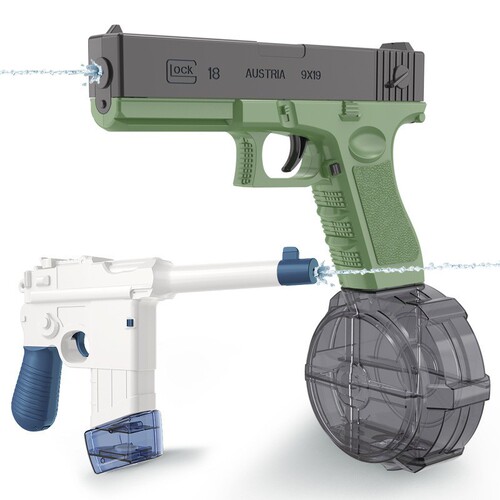 Large Electric Repeating Water Gun with Large Capacity, Glock-style New Left-Hand Revolver Handgun Outdoor Toy for Boys and Children