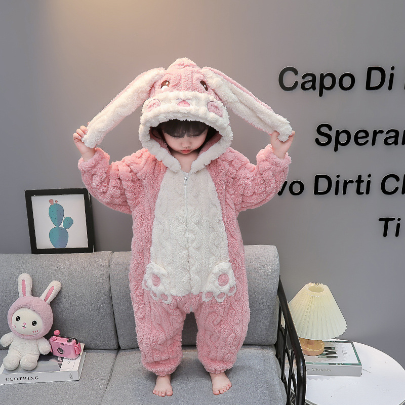 어린이 슬리핑 백 가을과 겨울  의 플란넬 파자마 걸스 기모 두꺼운 산호 양털 어린이 킥 방지 슬리퍼