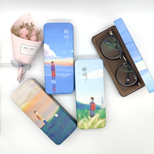 Supply square glasses box digital inkjet myopia glasses box support to map printing portable compression iron box