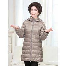 中老年轻薄羽绒服女加肥加大码中长款脱卸帽宽松200斤便捷外套特