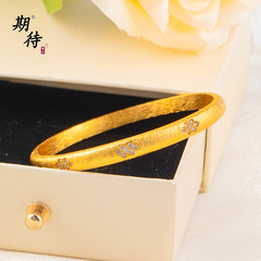期待新品古法沙金点钻梅花拉丝工艺卡扣手镯女时尚百搭轻奢高级感