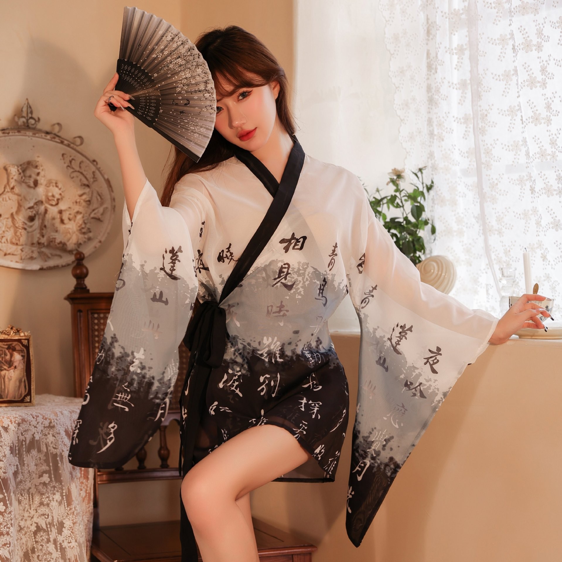 Sexy Lingerie Pajamas Japanese Style Kimono Suit Qqny Uniform Sex Toys Ancient Style Han Dynasty Bathrobe Plus Size Flirting