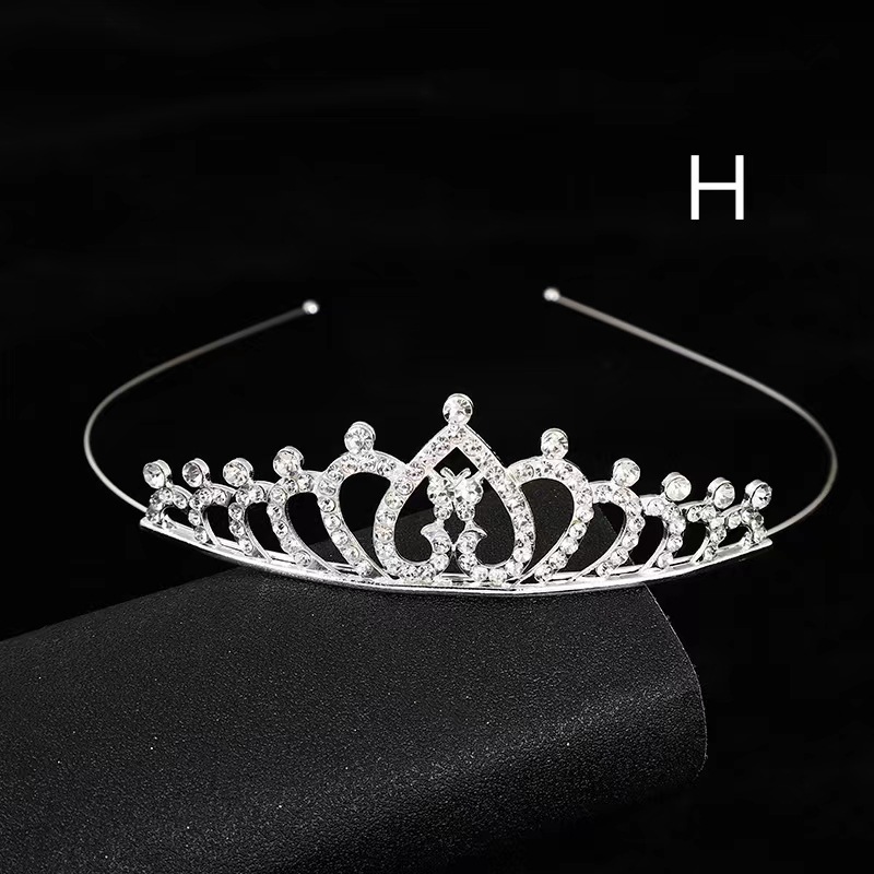 Diadema de corona de diamantes de imitación para niños, peine para el cabello, accesorios para el cabello para niñas, espectáculo de vacaciones para bebés, tocado de novia, cristal chapado en oro