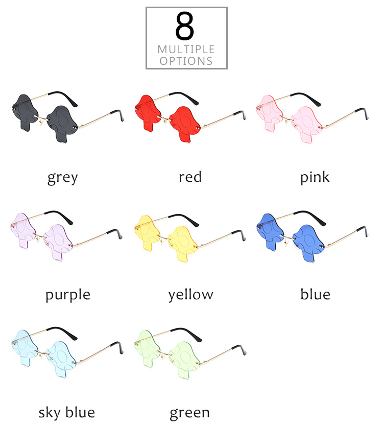 45g Weight Frameless Glasses Structure Sunglasses Classification PC, UV400 Protection, Tinted Lenses Lens Material Special-Shaped Mirror Glasses Style Casual, Outdoor, Beach Occasion Mushroom Pattern All Seasons Season Unisex Gender Novelty, Modern Style Style Novelty Modern Style Mushroom PC UV400 Protection Tinted Lenses Special-Shaped Mirror Frameless Women's Sunglasses 5