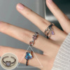 Bamboo retro fashionable ring, zirconium, Korean style, silver 925 sample, simple and elegant design, on index finger