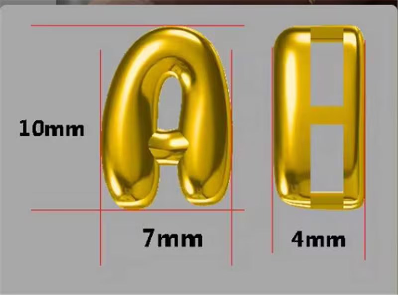 7*10mm Jewelry Making Size 1 Piece 7*10mm Copper 18K Gold Plated Letter Polished Beads