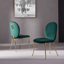 意式輕奢高檔餐椅實心純銅靠背接待椅設計師書椅簡約現代布藝椅子