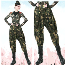 越野營水兵舞服裝女長褲套裝新款迷彩廣場舞上衣團隊服長袖舞蹈服