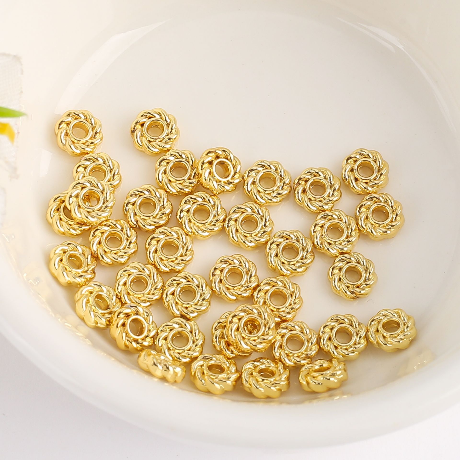 18K包金散珠diy饰品配件项链手串链隔珠手工串珠材料珠宝珠子沙金