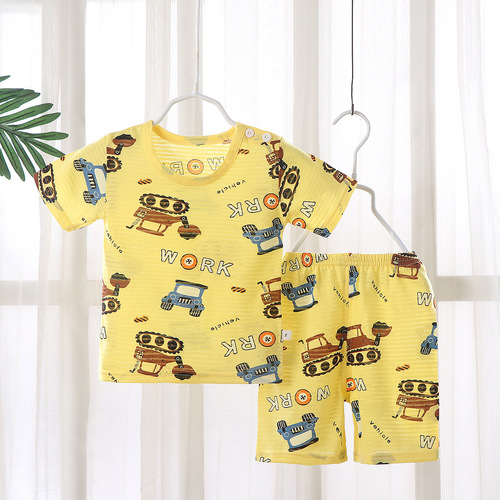 New children's t-shirt set 0-7 years old summer baby short-sleeved shorts home clothes sweat-absorbent breathable pajamas