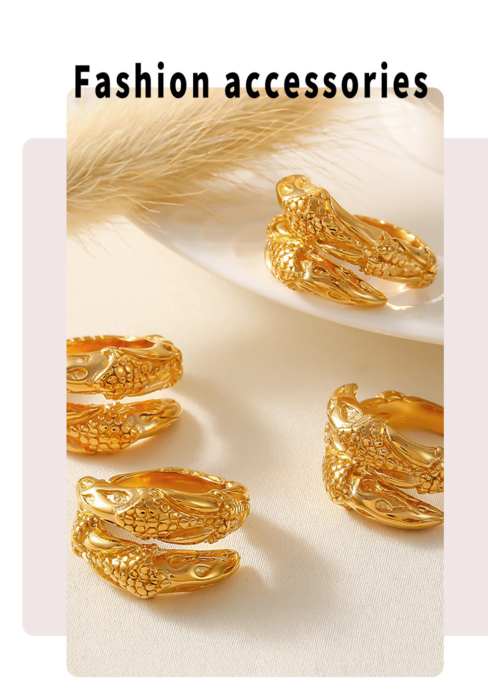 Fashionable Adjustable Open Mouth Ring, Personalized Snake Head Stainless Steel Ring, Women's Non Fading Accessory_voghion.com