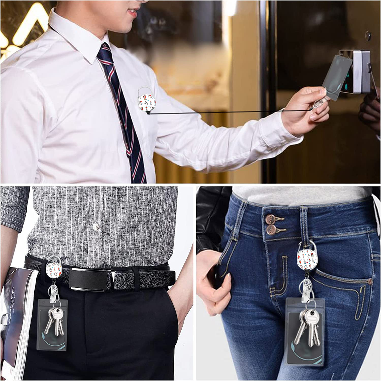 Ronda de aleación de zinc epoxi médico fácil tire de la hebilla fácil tirón Transferencia de Calor poliéster doctor cordón titular de la tarjeta certificado traje