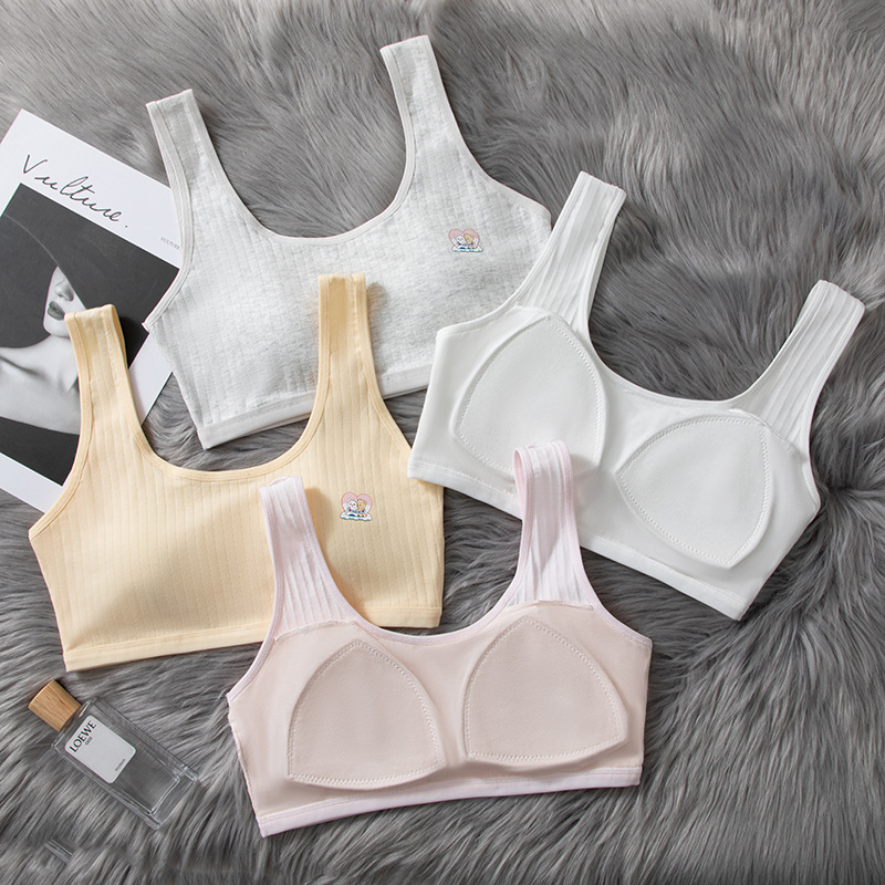 12-18歲女童內衣女純棉發育期初中生學生一體式運動防震少女文胸