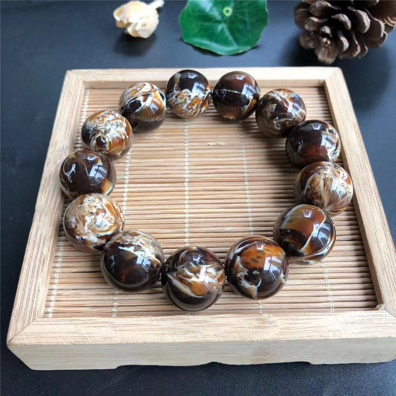 缅甸根珀琥珀蜜蜡手串 妖花溶洞蜜圆珠蜜蜡 单圈男女款树脂蜜蜡