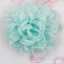 韩版高级雪纺花欧根纱烧边莲花花朵DIY发饰发绳发圈配件材料批发