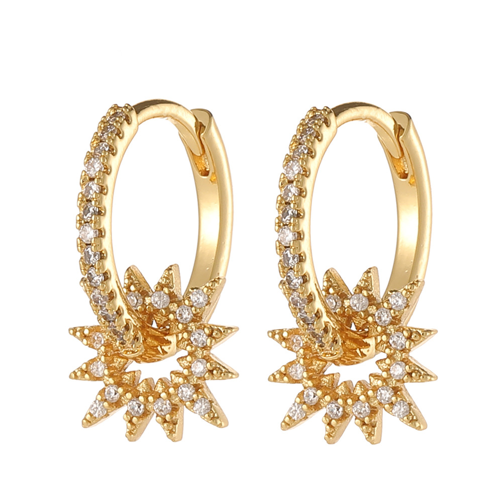 4g Weight Zircon Inlay Material Drop Earrings Classification Daily Occasion Copper Material Devil'S Eye, Moon, Fish Bone Pattern Women'S Gender Inlay Design Fashion Style Fashion Devil's Eye Moon Fish Bone Copper Drop Earrings Inlay Zircon Copper Earrings 11