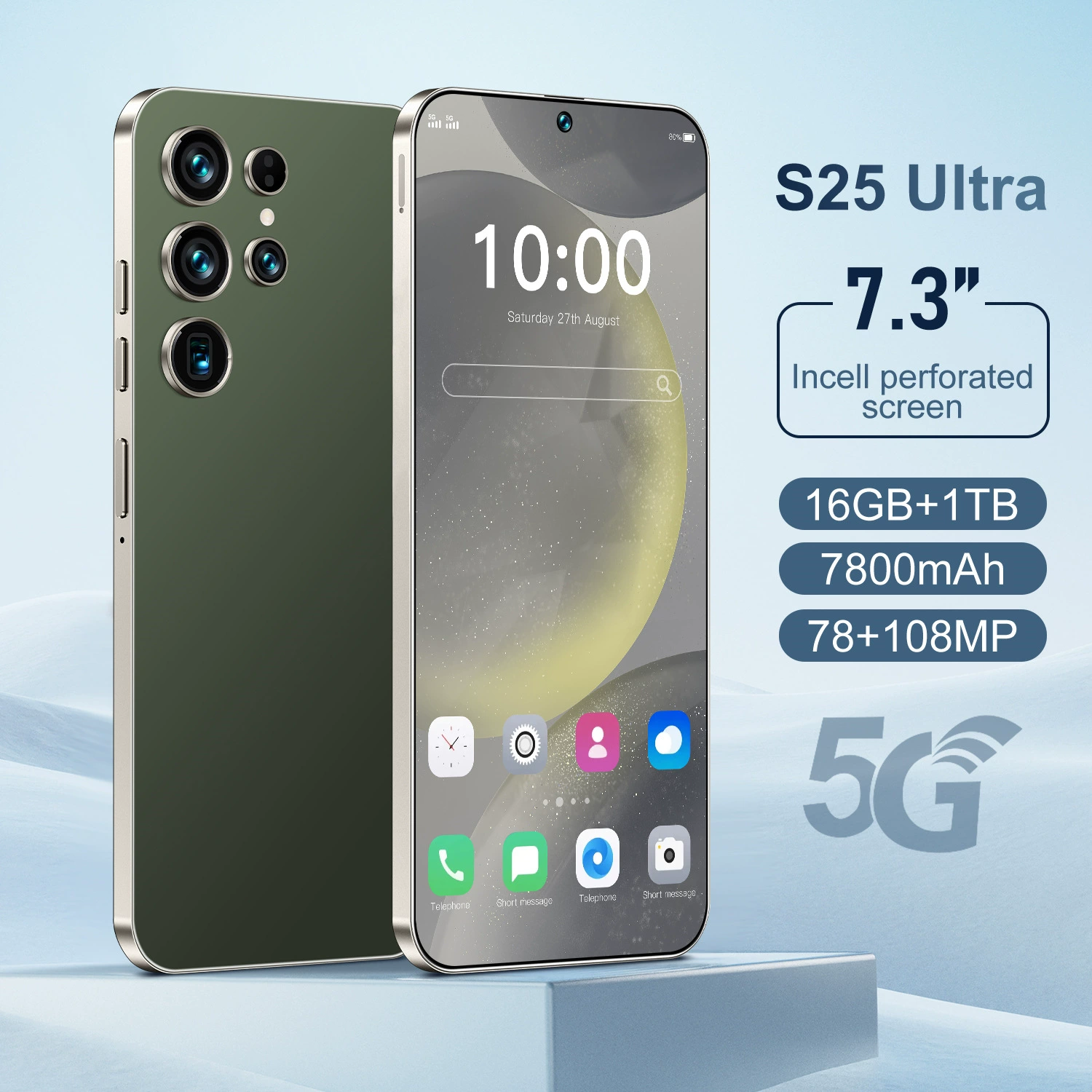 (Переходная торговля), мобильный телефон, S25, смартфон, 4G, G7, 7.3 дюйма, широкий экран, Android 12