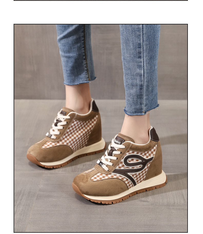 Giày sneaker nữ đế dày tăng chiều cao, phong cách thể thao giải trí — màu đen chi tiết 13