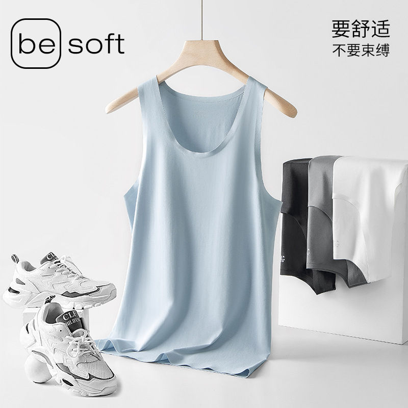Nuevo chaleco de hombre modal de algodón transfronterizo sin mangas camiseta de chaleco deportivo fitness sin costuras chaleco de fondo en stock