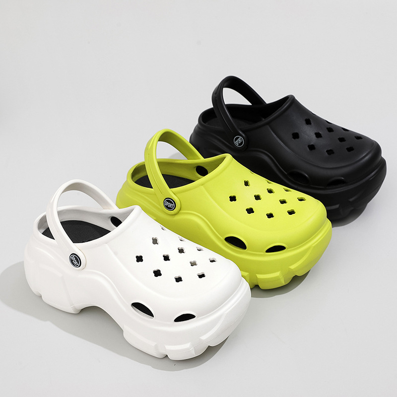 Thick-soled hole shoes women's summer ins tide-increasing muffin outdoor non-slip outer wear breathable excrement feeling beach slippers