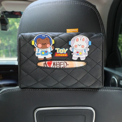 Car tissue box/set: visor armrest box tissue box - black-space-bear-rabbit