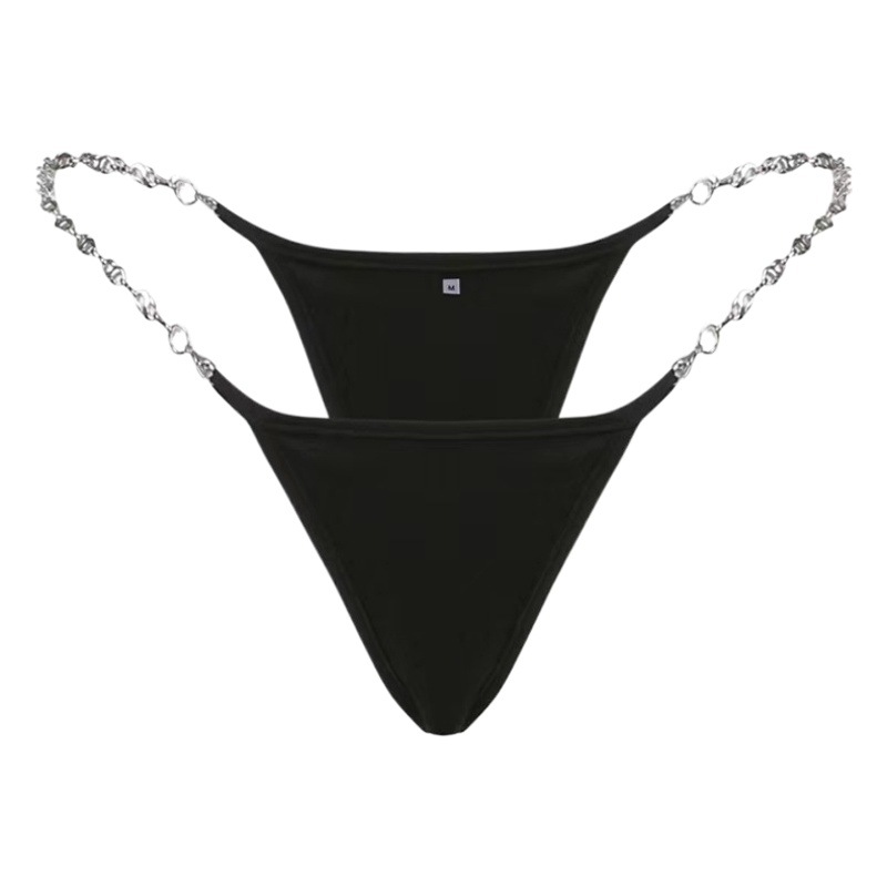 Cadena de la muchacha caliente * estilo deportivo europeo y americano sexy ropa interior de las mujeres sexy metal puro caliente bikini T Pantalones