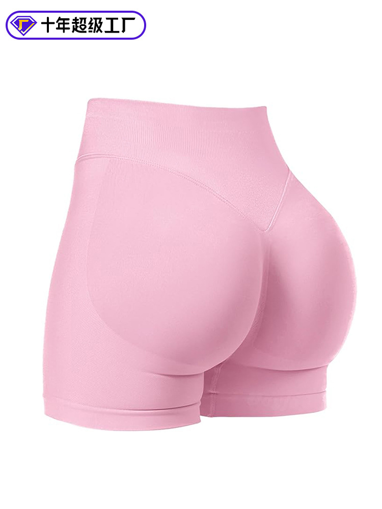 Pantalones cortos de cadera de melocotón deportivos sin costuras de tres cinturas para mujeres corriendo pantalones de yoga ajustados de cadera pantalones de fitness de tres puntos