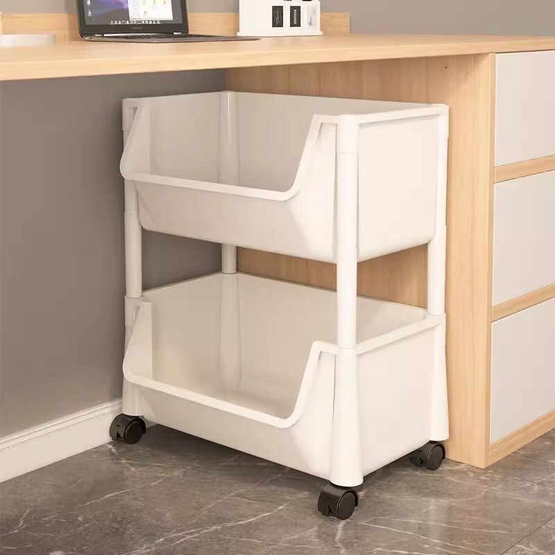 Bookshelf Floor-Standing Storage Rack under the Table Book Storage Wheeled Removable Cart Table Side Desktop Storage Simple Bookcase