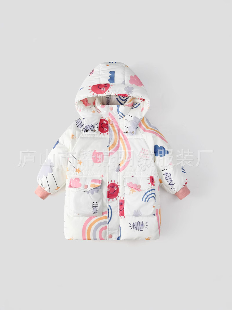 Ropa de invierno de longitud media estampada para niños, ropa de abrigo para niñas y niños
