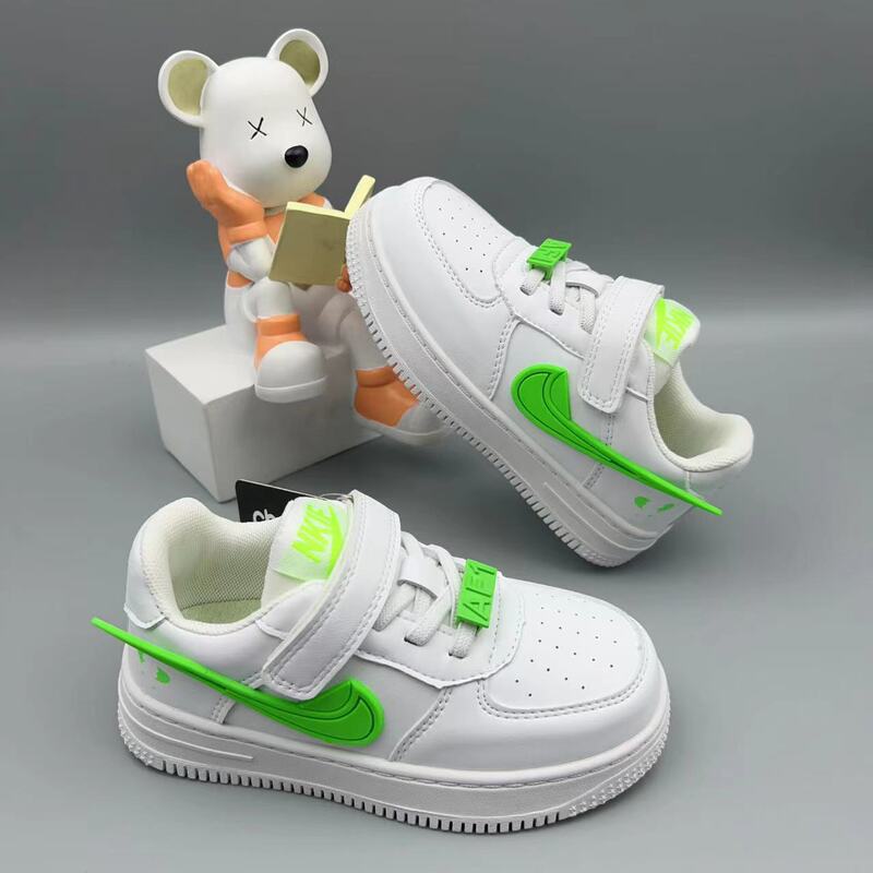 Children's 2025 Spring and Autumn New Low-Top White Shoes Boys' Leather Panel Shoes Girls' Air Force One Sports Shoes Children's 2025 Spring and Autumn New Low-Top White Shoes Boys' Leather Panel Shoes Girls' Air Force One Sports Shoes