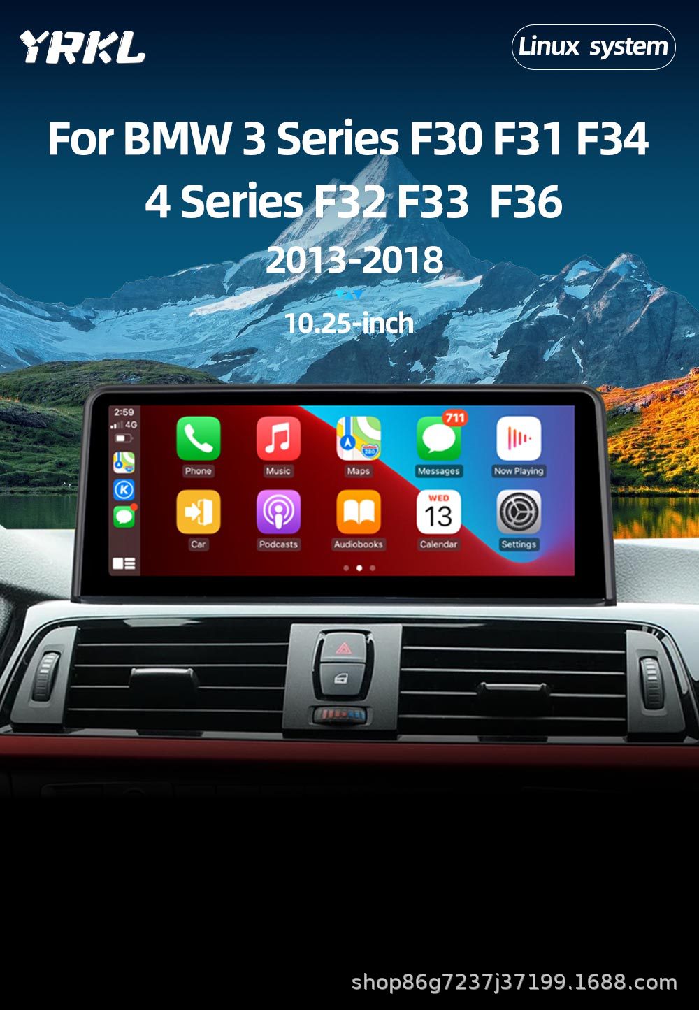 Suitable for Bmw F30 F32 10.25inch Smart Android Car Navigation System with Large Screen Central Control and Integrated Reversing Camera