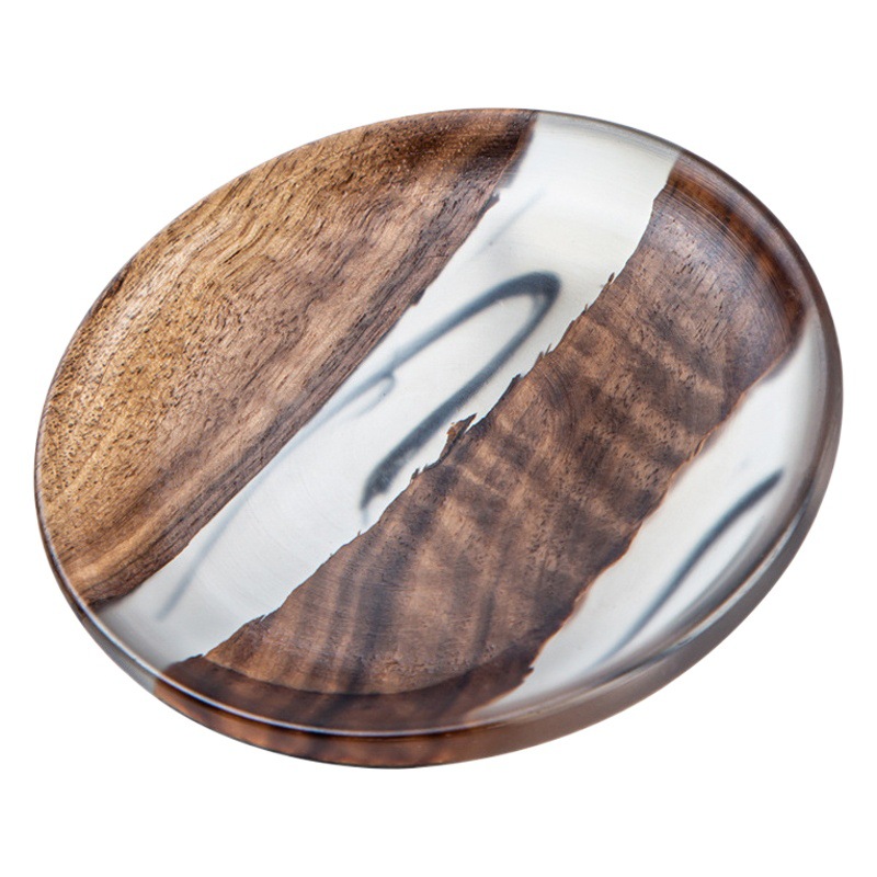 Aislamiento posavasos ins bandeja de madera té posavasos resina simple titular de la Junta creativa ceremonia del té piezas hogar nogal