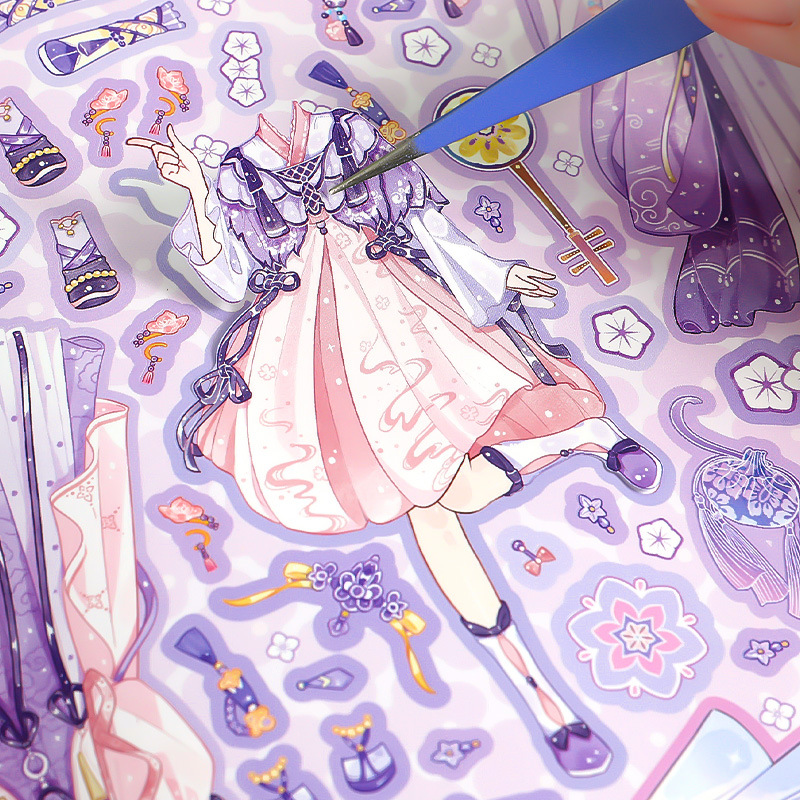 Xinmo libro de pegatinas suave serie de disfraces de dibujos animados lindo escena de los niños de vestir tranquilo libro Diario pegatinas