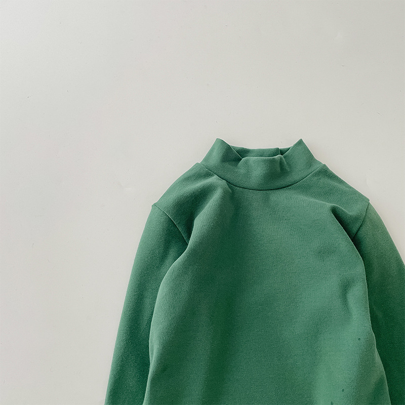Camiseta de cuello medio elástica de 280 g para niños y niñas, estilo otoño 2026, talla 150-160