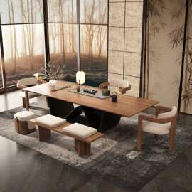 宋代美学实木茶桌椅组合现代简约高级感轻奢茶台家用办公室泡茶桌