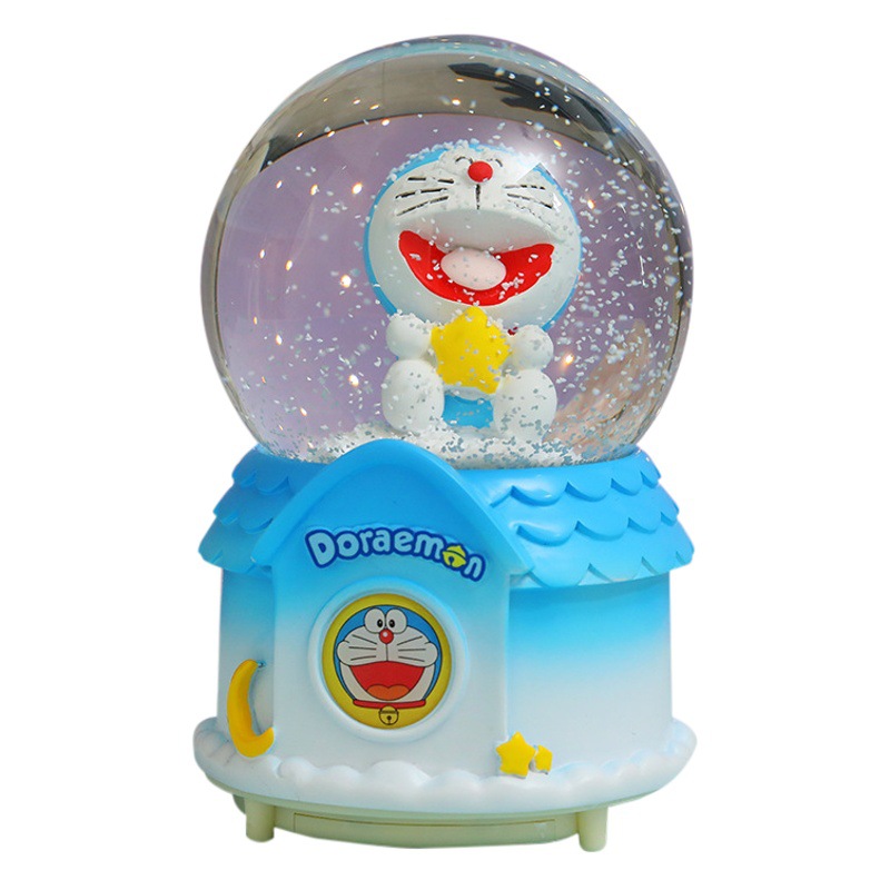 Nueva bola de cristal Doraemon Jingdang gato caja de música automática nieve azul claro grasa regalo de vacaciones