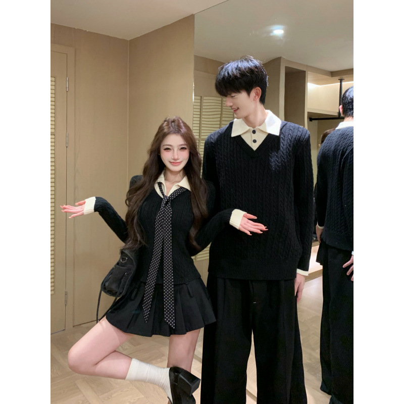 2026 Autumn and Winter Couple's Outfit Thickened Pullover Sweater for Women, Knitted Sweater for Men and Women
