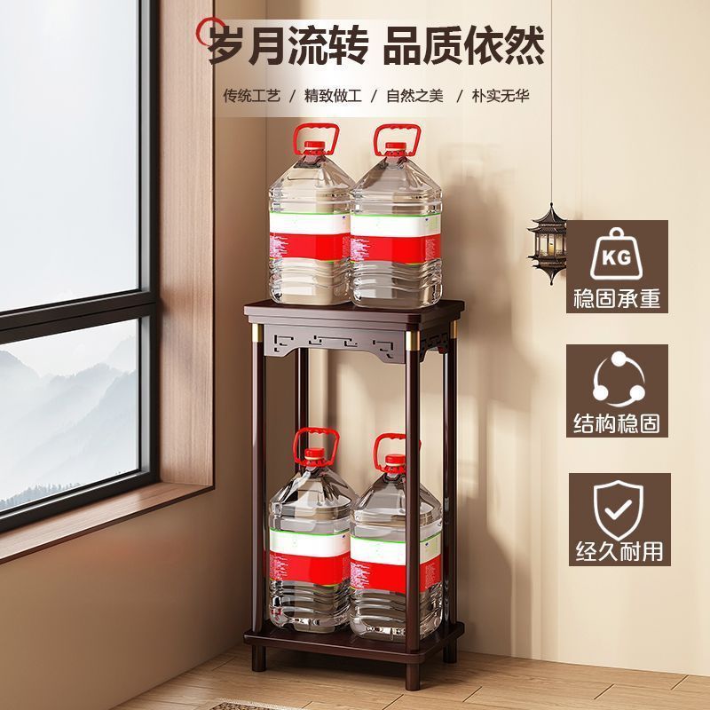 フラワーテーブルフラワーシェルフリビングルーム床置き型収納ラックバルコニー植木鉢ブラケット中国風多層無垢材植物ラック2025|undefined