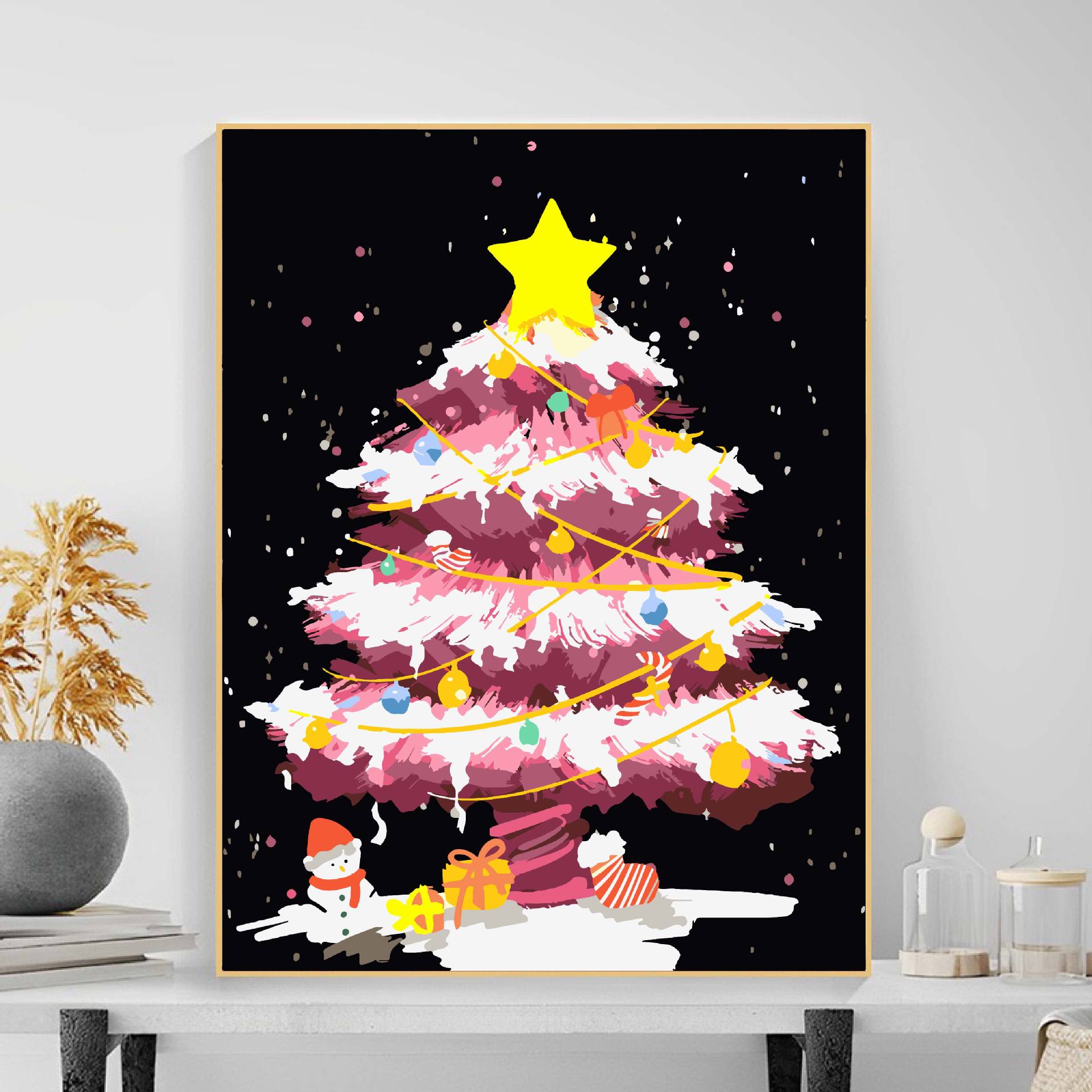 Suministro directo de fábrica bricolaje pintura al óleo digital árbol de Navidad lleno de mano sala de estar dormitorio decoración pintura al óleo acrílico al por mayor